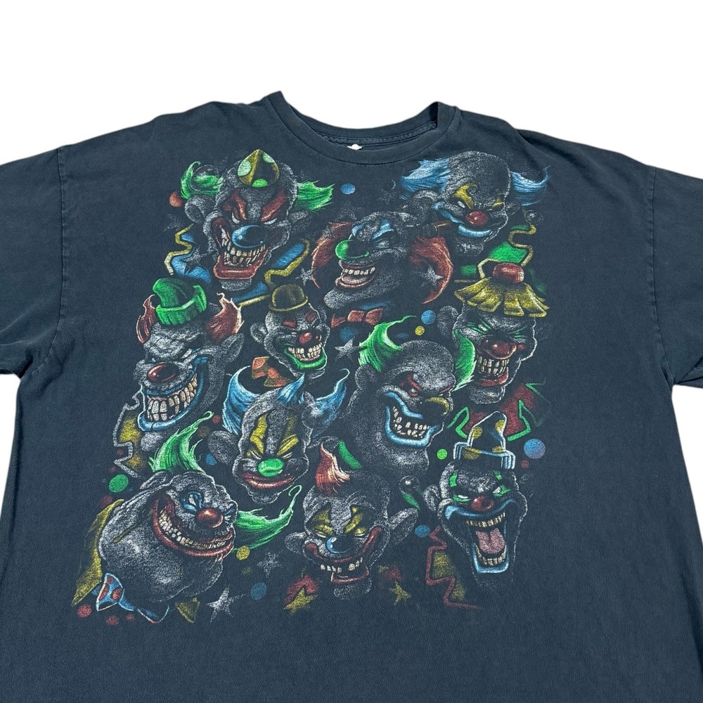 Vintage 2000s Clown Gang Colorful Faded Black Shirt Men's 2XL - Picture 2 of 8